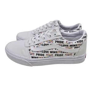 Vans "OFF THE WALL" Ward Pride Rainbow Hearts/Glitter Low Skate Shoes, Women's 9